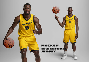 3 Basketball Uniform Mockups for African American Male