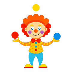 Clown Illustration with Colourful Costume and Balls. Showing Circus