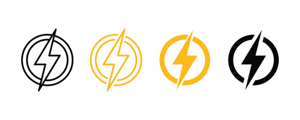 Flash icon. Lightning bolt logo. Fast speed sign. Shock symbol. Thunderbolt lightning pictogram.
