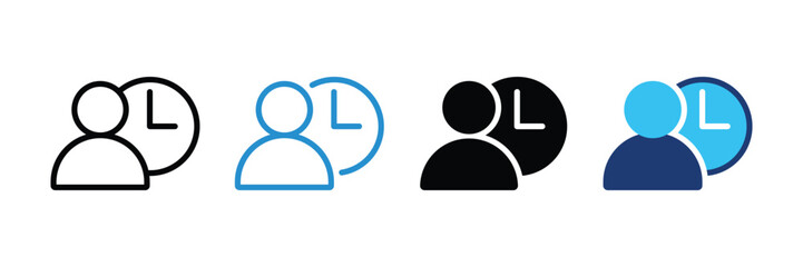 Person overtime, attendance icon. Working hours icon. Vector illustration