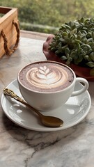 Hot Mocha Coffee in a Cute Cozy Cafe