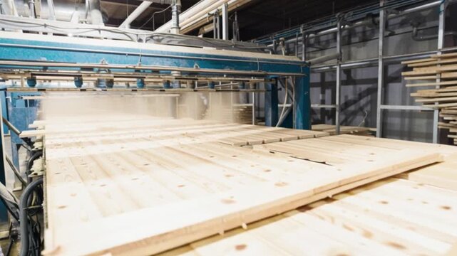 Wood processing factory automatic sawmill machinery cutting wooden boards, lumber production line industrial woodworking technology, timber manufacturing automation system, carpentry precision industr