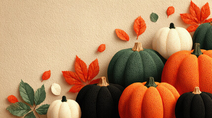 Thanksgiving table with golden roasted turkey, orange pumpkin pie, crimson apples, and fall leaves on rustic wooden surface, celebrating harvest season with family and gratitude