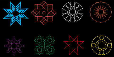 set of simple snowflakes flat for web site modern eps10.