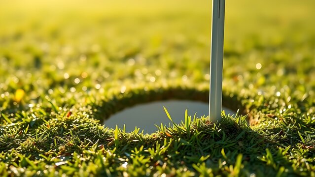 tennessine. Fresh divot mark on golf course turf with upturned grass and morning dew. real-estate listings, architecture portfolios, designed for interior renovation comparisons for interiors.