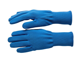 Blue knitted work gloves isolated on transparent background
