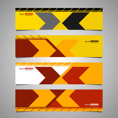 Warning Striped Banner Set, Modern geometric warning banner. Hazard warning. Hazard area sign.
