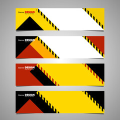 Warning Striped Banner Set, Modern geometric warning banner. Hazard warning. Hazard area sign.