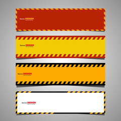 Warning Striped Banner Set, Modern geometric warning banner. Hazard warning. Hazard area sign.