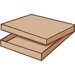 Open Cardboard Box Flat Lay Perspective Pixel Art Style With Brown Kraft Paper Texture And Transparent Background