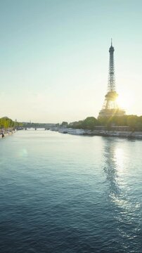 Eiffel tower and sunny morning, Paris, France