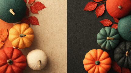 Thanksgiving table with golden roasted turkey, orange pumpkin pie, crimson apples, and fall leaves on rustic wooden surface, celebrating harvest season with family and gratitude