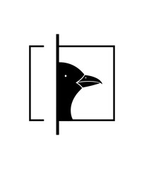 Abstract bird head silhouette graphic design