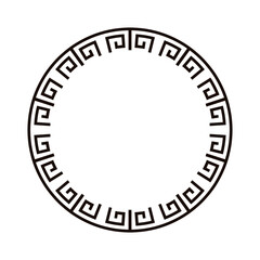 Classic greek frame featuring a circle shape with intricate geometric patterns, perfect for design projects.