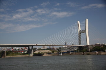 view of the bridge over the river. Transportation concept