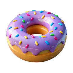 3D Donut Icon - Dessert, Sweet Treat, Isolated on Transparent Background