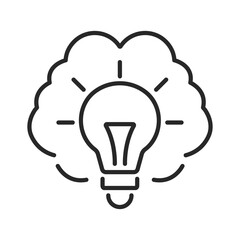 electricity bulb with brain web line icon