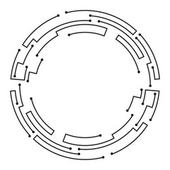 Fototapeta na wymiar Minimalistic circular design with a digital circuit theme, perfect for tech-related uses.