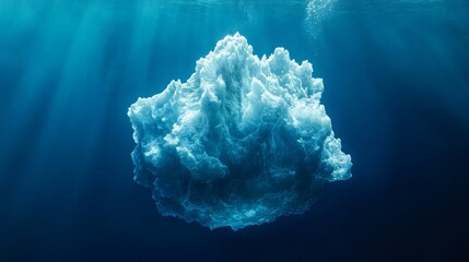 An iceberg under water, only its underwater outline is visible.
It symbolises the problem of melting glaciers and climate change, and is suitable for environmental projects.
