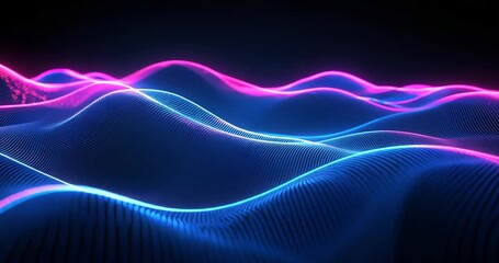 Abstract visualization of flowing neon waves with vibrant colors creating a dynamic atmosphere - Powered by Adobe