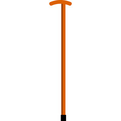 Orange Walking Cane with Black Tip and Curved Handle on a Transparent Background