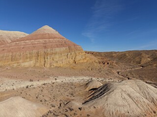 Aerial Drone Footage of Aktau Mountains in Altyn Emel National Park, Kazakhstan