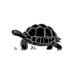 Aldabra Tortoise. Aldabra Tortoise simple black and white line art vector logo