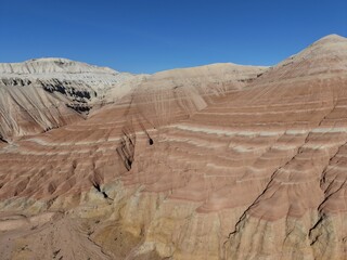Colorful Aktau Mountains from Above &ndash; Aerial Drone Footage of Desert in Kazakhstan
