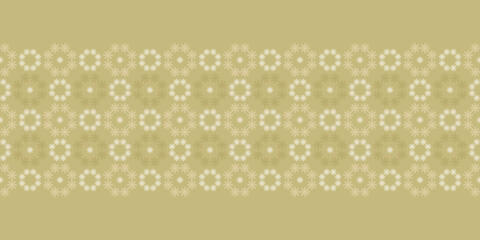 Delicate Christmas seamless vector pattern Border with white and gold snowflakes. Geometric seasonal texture for wrapping paper, greeting cards, invitations, gift boxes and web background.