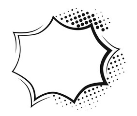 Obraz premium Blank comic speech bubble with halftone patterns, perfect for creative design and decorative projects.