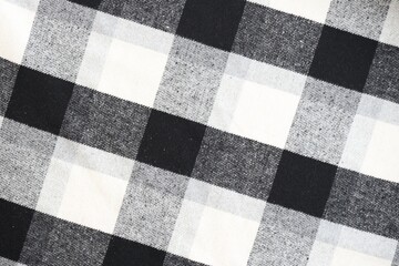 Black checkered napkin towel isolated, kitchen napkin cloth in black