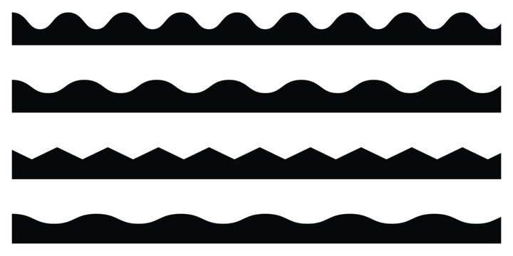 Set of scalloped borders, scalloped border set, scalloped border edge set. EPS 10. 
