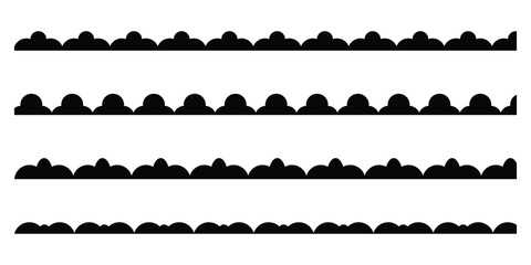 Set of scalloped border. Scalloped border edge set. Different pattern scallop edge vector borders. EPS 10. 
