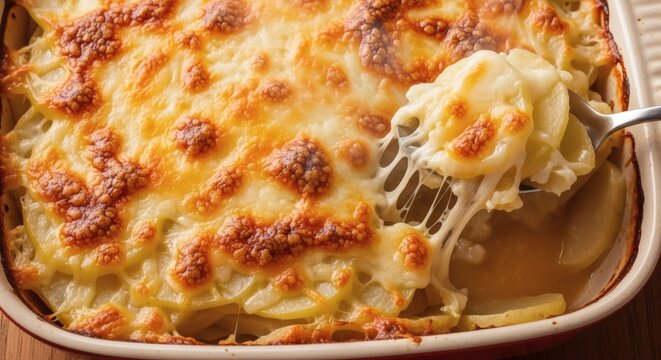 Delicious Scalloped Potatoes With Melting Cheese Ready To Eat