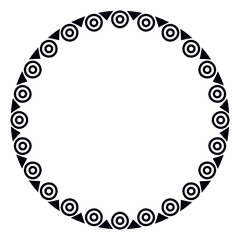 Circular frame featuring intricate african tribal pattern with concentric decorative circles.