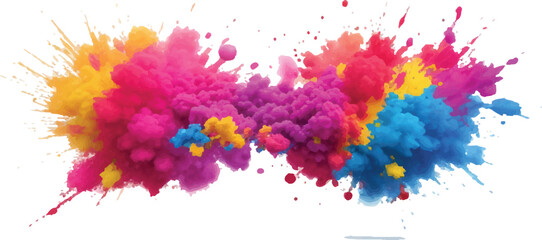 Colorful powder explosion vibrant Holi festival concept abstract background for graphic design and creative projects
