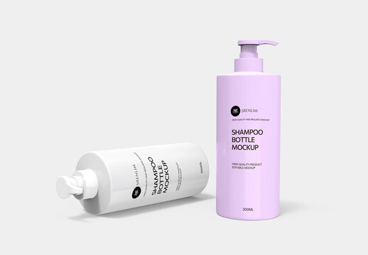 Two Shampoo Pump Bottle Mockup