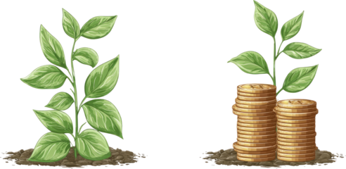 Green plant growth finance investment money savings wealth profit