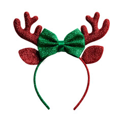 Christmas reindeer antler headband with green bow 