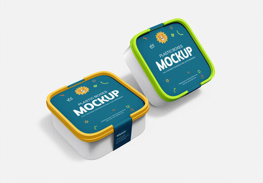 Plastic Food Box Mockup Set