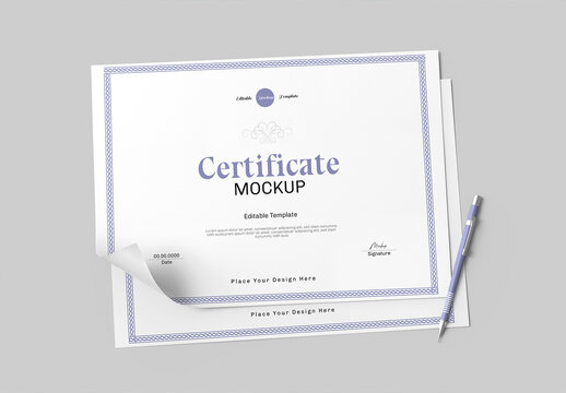 Graduation Certificate Mockup Template