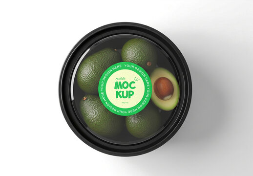 Avocado Round Plastic Food Container Mockup