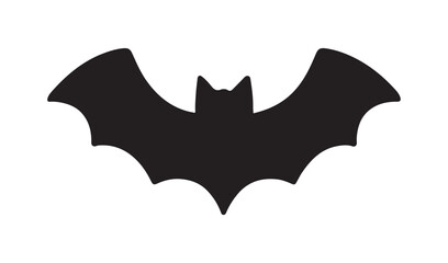 Fototapeta premium Black silhouette of a bat with outstretched wings on a white background