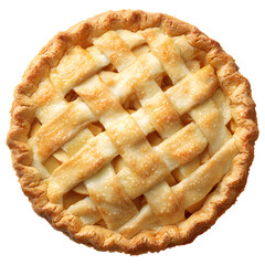 Homemade apple pie with lattice crust isolated on transparent background, perfect for bakery and food visuals.