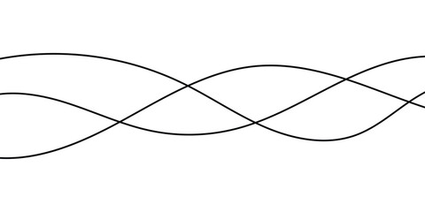 Thin curved wavy line stripes on white background. Abstract black flowing doodle lines. Isolated thin flowing wiggle lines on white background. EPS 10. 