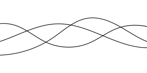 Curved Thin-wavy lines set on white page. Wavy black thin line set. Thin wavy lines set on isolated white page. EPS 10. 