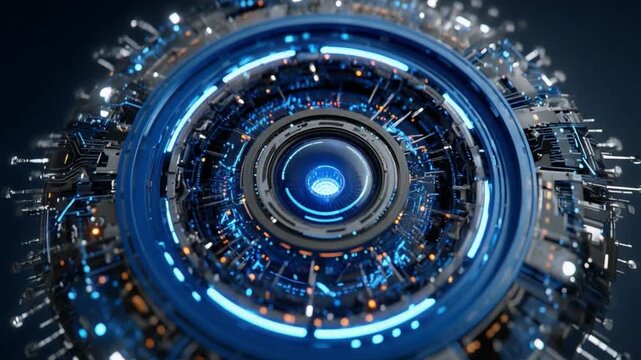 Cybernetic Core: A close-up view of a futuristic, cybernetic core, radiating an aura of advanced technology and intricate design.