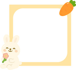 Obraz premium Cartoon Rabbit and Carrot Frame