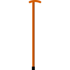 Simple Cartoon Walking Stick With A Hook Handle And Black Rubber Tip On A Transparent White Background