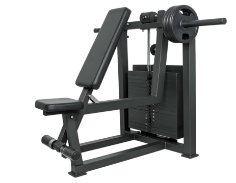 Black weight-stack machine for chest press and shoulder press